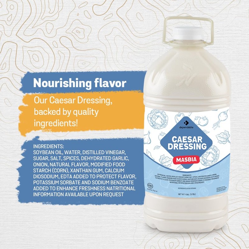 Dependable Food Caesar Dressing - 1 Gallon - Rich, Creamy,