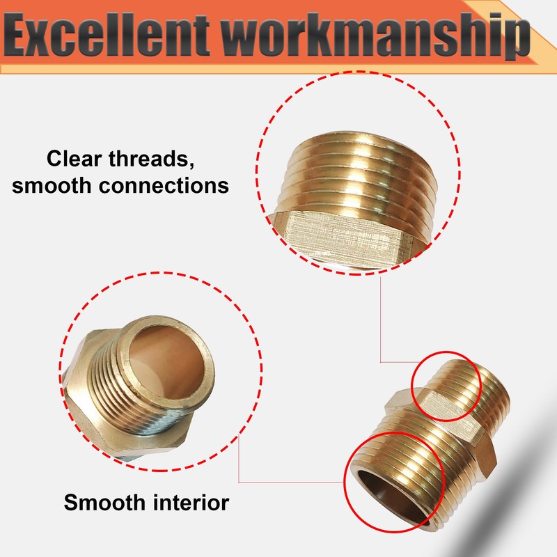 Brass 3/4” x 1/2” NPT Male Threaded Reducing Nipple Pipe