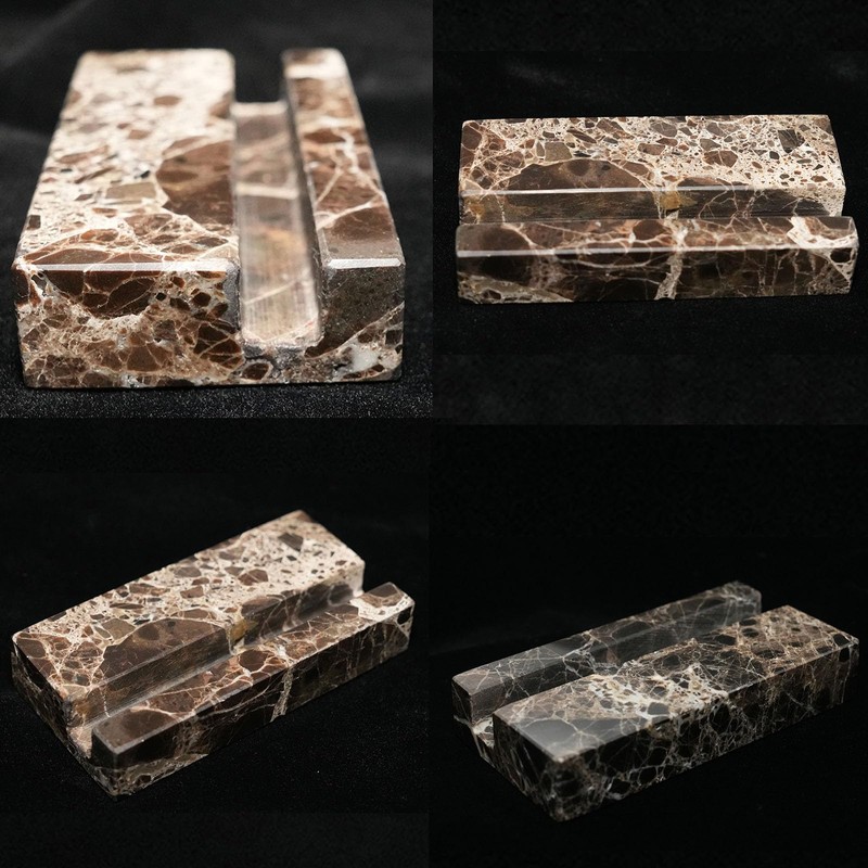 NAVISSORY Marble Business Card Holder for Desk, Brown Card Display
