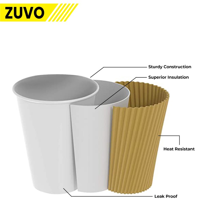 Zuvo Ripple Takeaway Paper Coffee Cups - [30 Cups -