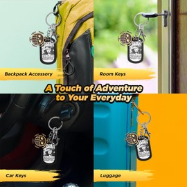 Weeb Keychains One Piece Keychain with Gift Box, One Piece Anime Merch with Wanted Poster, Jolly Roger & Straw Hat Charms, Keychain Accessories for Bag, Wallet, Car Key | Trafalgar Law
