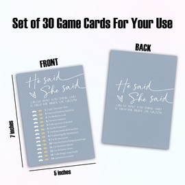 IKFRGN Wedding Shower Game, He Said She Said Game Cards, 30 Wedding Party Game Cards for Couple-to-Be, Newlyweds, Bride & Groom Funny Activities Supplies & Decorations - B08