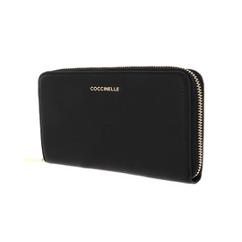 Coccinelle Metallic Soft Zip Wallet Grainy Leather Black, black