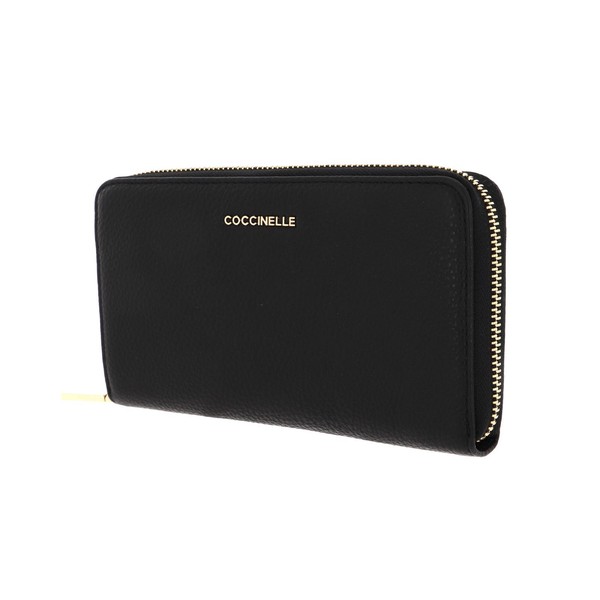 Coccinelle Metallic Soft Zip Wallet Grainy Leather Black, black
