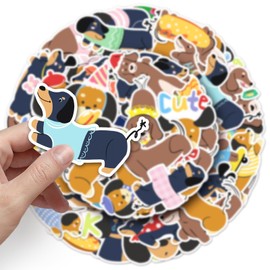 50 Pcs Dachshunds Stickers for Kids Teens Adults Boys Girls Gift,Dachshunds Stickers Pack for Laptop,Skateboard,Luggage,Car,Bike, Cup,Computer,Water Bottle Decor,Vinyl Waterproof Sticker Decals