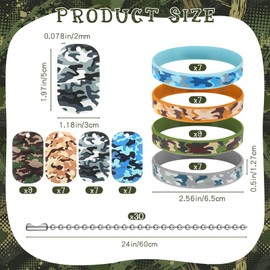 Inbagi 90 Pcs Camouflage Military Dog Tags Set Including 30 Camouflage Acrylic Military Dog Tags 30 Camouflage Rubber Wristbands 30 Steel Chain for Kids Women Men Gifts Birthday Party Supplies