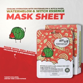 esfolio esfolio Pure Skin Watermelon and Witch Hazel Essence Face Mask Sheet C Hydrating & Soothing Skincare Korean Beauty (Pack of 10)