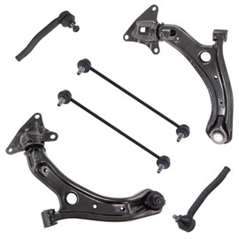 TRQ Front Steering & Suspension Kit Control Arm with Ball Joint Sway Bar Stabilizer Link Tie Rod Compatible with 2009-2013 Honda Fit 2010-2011 Insight