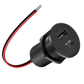 Toma de corriente USB de aluminio de 12 V 100 W PD3.1 tipo C y 18 W QC3.0 USB-C cargador de laptop enchufe de doble puerto de carga rápida de montaje empotrado cargador de coche de repuesto