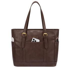 LOVEVOOK Laptop Tote Bag for Women,Vintage Leather Work Tote Bag for Women, 15.6 Inch Computer Briefcase Bag,Waterproof Teacher Business Office