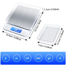 JOPHEK Digital Kitchen Scale, 3 kg/0.1 g Kitchen Scales Electronic with 6 Units of Measure, Mini Food Scale, LCD Display, Precision Scale, Digital Scales for Ingredients, Jewellery, Baking Ingredients