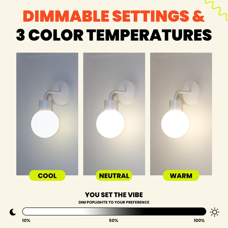 Poplight Wireless Wall Sconce (Shark Tank) Rechargeable & Dimmable LED