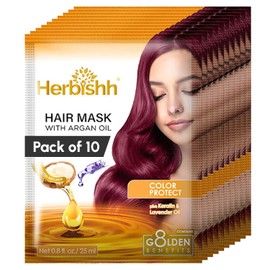 Herbishh Argan Hair Mask - Deep Conditioning & Hydration Pouches for Healthier, Nourished Hair | No Sulphates, No Parabens | Travel-Friendly Pack (25ml x 10)