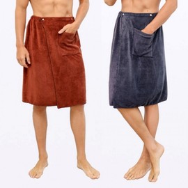 Homewear men's skirt for comfortable use after showering Gown Brown/FREE 2ea