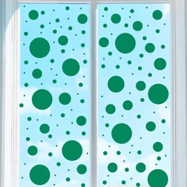 sourcing map 9 Sheets Polka Dots Wall Decals, PVC Peel and Stick Circles Decals Window Clings Graphic Decals Stickers for Bedroom Nursery Playroom Classroom Decors, Dark Green