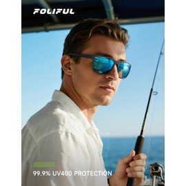 Foliful Polarized Sunglasses Men and Women, Mens Sunglasses Square Lightweight with UV Protection Sun Glasses for Fishing Driving, 3806A05