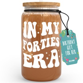 KLUBI 40th Birthday Gifts Women - In My Forties Era 16 Ounce Glass Cup 40th Birthday Decorations for Women 40 Year Old Birthday Gifts for Women Gifts for Women In Their 40s Ideas for 40th Birthday