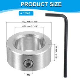 PATIKIL 13/16" Bore Shaft Collar, 304 Stainless Steel Shaft Locking Collars 1-1/4" OD Landing Gear Stopper Wheel Collar with M6 Single Set Screw for Drive Shafts Automotive Industrial