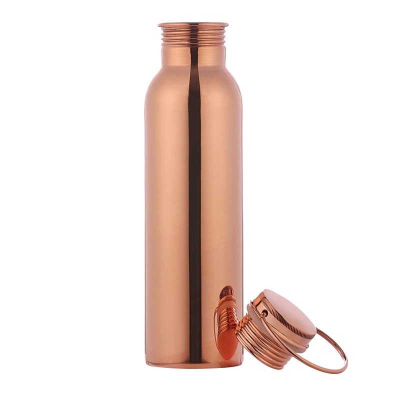 Pure Copper Water Bottle with Handle, 600 Ml, UNLINED, UNCOATED