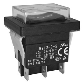 HY12-9-5 On Off On Rocker Switch - 6 Pins 20A 125/250V Power Switche with Waterproof Cover