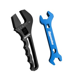 AOOSEDOO AN Fittings Wrench For 3AN-16AN Flat-ended Hose Fitting Spanner Adjustable Lightweight Aluminum Black With a 6AN Socket-AN8 B-nut Double Hose End Fitting Wrench Blue