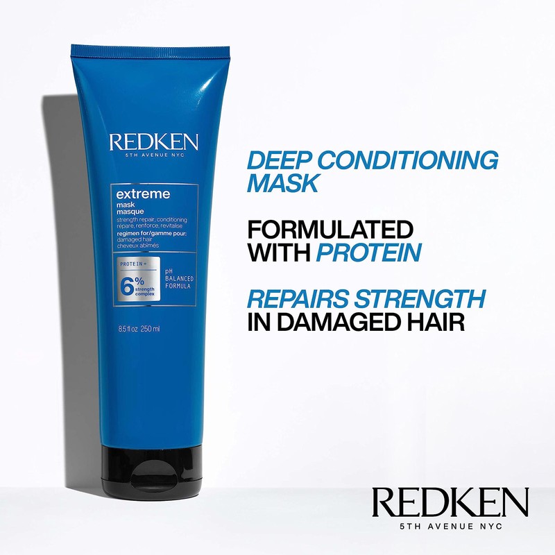 REDKEN Hair Mask Treatment, Fortifies & Strengthens Distressed Hair, Extreme,