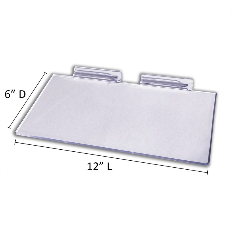 STORE FIXTURES DIRECT Large Clear Acrylic Slatwall Shoe Shelf, 6"
