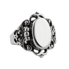 Victorian Scroll Poison Ring - 925 Sterling Silver, Sizes 6-10, Pillbox Ring (8)