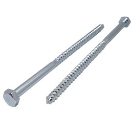 (Pack of 2) DIN 571 Zinc Plated Steel Hexagon Wood Screws M10 x 240mm, Hex Head Carriage Bolts (2, M10 x 240mm)