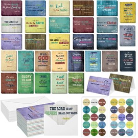 Sayglossy 120 Set Bible Verse Greeting Cards Bulk Religious Cards with Envelopes Blessed Stickers Bible Verse Cards Inspirational Greeting Cards Blank Inside for Most Occasion 4 x 6 Inch(Vintage)