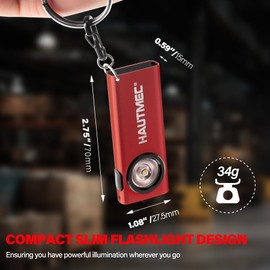 HAUTMEC Mini Flat Flashlight Rechargeable EDC 400LM Pocket Magnetic Flashlight Base & Clip Type-C Charging Keychain Slim Led Flashlight for Outdoor, Car Repairing, Camping, Portable Work Light
