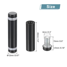 uxcell 8 Pcs Standoff Screws, 1/2" x 2" Stainless Steel Double Head Advertising Screws Wall Standoff Mounts Hardware for Acrylic Glass Sign Holder Wine Glass Rack, Black