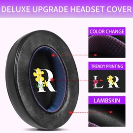 Jomwag Sheepskin Replacement Earpads for WH-1000XM4 Headphones - Durable Black/Purple Ear Pads