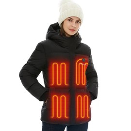 Venustas Women's Heated Puffer Jacket, Lightweight 90% Down Insulation Heated Jacket with Battery Pack for Skiing Outdoors