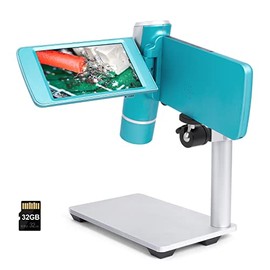 Andonstar AD203 80-200X USB Digital Microscope with 32GB SD Card Pocket Electronic Microscope for Kids and Adults Observe Outdoor Tools with Stand(Blue)