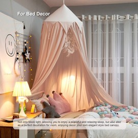 THREENTDAY Bed Canopy for Girls, Kids Bed Curtain Bed Room Decor Hanging House Castle Reading Nook Dream Tent Full Queen Size(Light Pink)