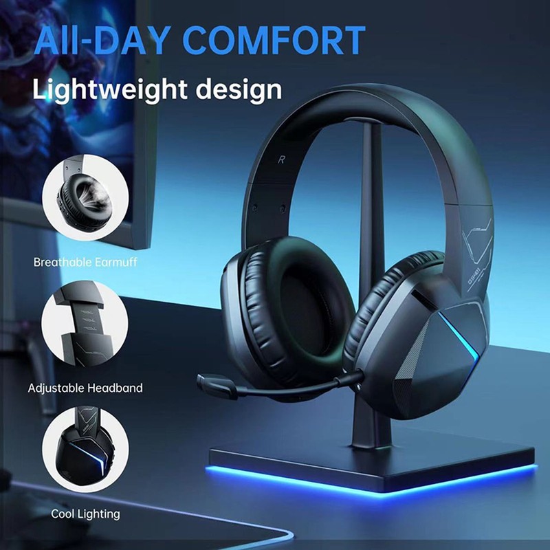 Bluetooth Gaming Headset Multifunction RGB Cool Lighting Low Latency Noise