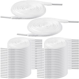 40 Pairs Oval Shoes Laces Bulk 1/4" Half Round Shoe Laces for Sneakers Black White Gray Colorful Shoelaces (White,47 Inch)