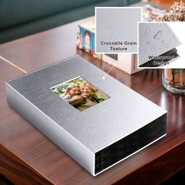 Ywlake - Álbum de fotos de 4 x 6 pulgadas, 300 bolsillos, álbum de fotos de piel con capacidad para 300 imágenes horizontales, color plateado