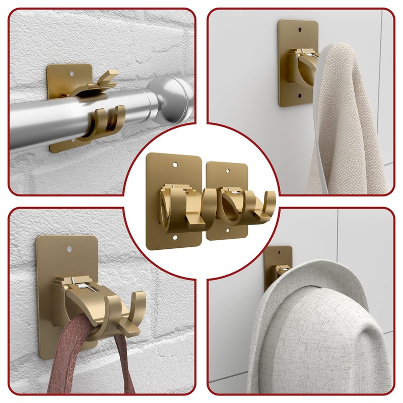 CIEMGNZOC 6PCS No Drill Curtain Rod Brackets, Self-Adhesive Curtain Rods