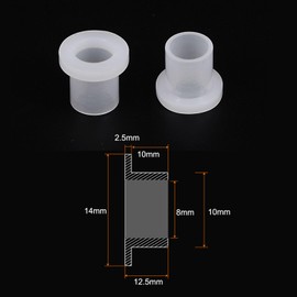 sourcing map 4pcs Flanged Sleeve Bearings 8mm Bore 10mm OD 12.5mm Length Nylon Bushings for Shaft, White
