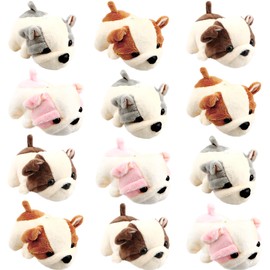Cotiny 12 Pcs 4 Inch Mini Plush Puppy Toy Cute Stuffed Dog Toy Stuffed Animals Pendant for Birthday Party Ornaments Stuffed Doll Keychain Home Decoration, 4 Colors