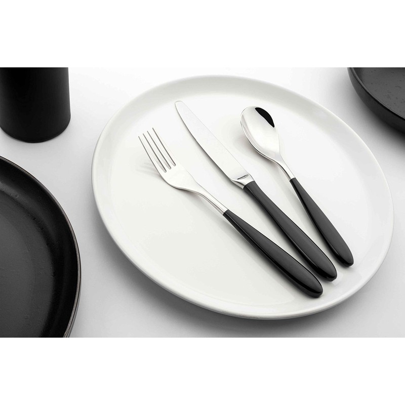 Grunwerg 2CS650BK Yin & Yang Coffee Spoons, Stainless Steel, Black