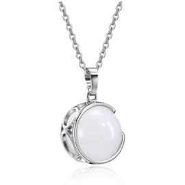Top Plaza Clear Quartz Healing Crystal Stone Necklace Round Ball Rotating Natural Gemstone Pendant Necklace for Women Energy Jewelry Christmas Gifts