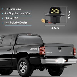 Centika LED License Plate Light Compatible with 1997-2011 Dodge Dakota 2006-2009 Mitsubishi Raider Rear Bumper Tag Number Lamp Assembly Red and White License Plate Light, Pack of 2