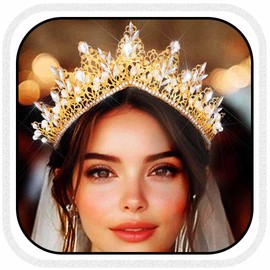 Yean Gold Rhinestone Crown Greek God Crowns and Tiaras Golden Wedding Queen Crown for Women