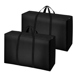 Nivofu 2PCS 105L Large Storage Bags Waterproof Heavy Duty 600D Oxford Moving Bags, Organizer Bags Ideal For Bedding, Duvets, Pillows, Laundry,Clothes or Moving home(75x50x27 CM） (Black)