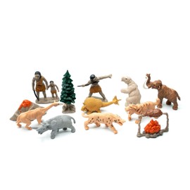 Miniblings 10x Prehistoric Life Set Figures Mammut Caveman Saber-toothed Tiger Evolution