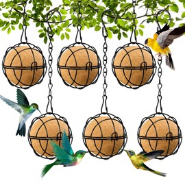 Bird Suet Ball Feeders, 6pcs Metal Hanging Bird Feeder with Hooks, Balls Suet Feeders for Outside Hanging, Round Suet Ball Feeder, Fat Ball Bird Feeders for Wild Birds Outdoor Garden (Black)