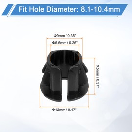 uxcell 18 Pcs Cable Snap Bushing Grommet, 11/32" Mounting Dia Opened Snap Bushing - Black Round Nylon Snap in Cable Grommet Protector, Plastic Cable Hole Grommets for Wiring